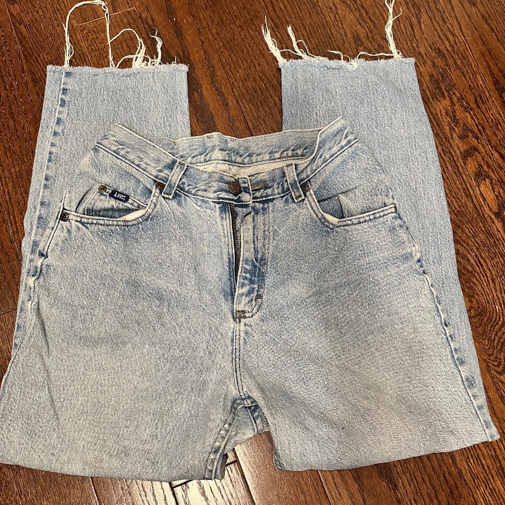 Vintage Lee Jeans with distressed hem and butt rip  B